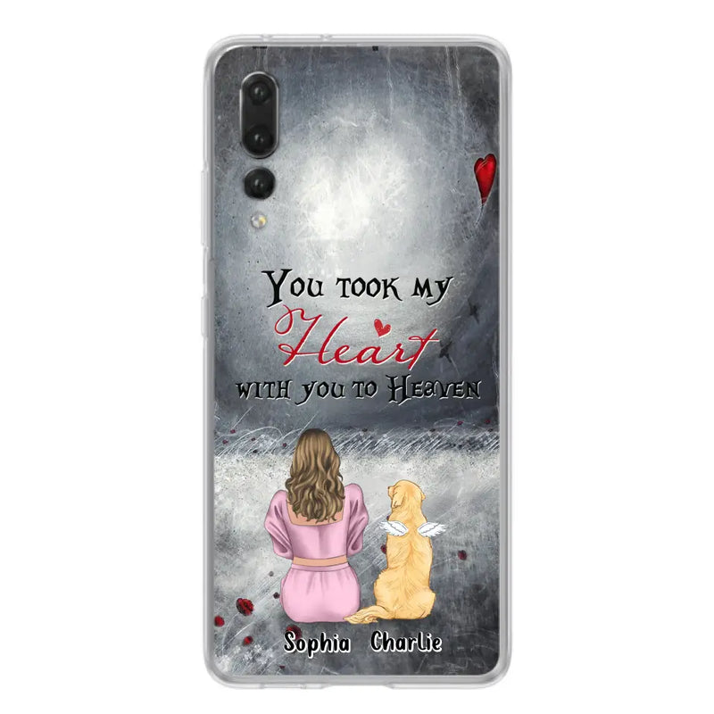 Personalized Memorial Dog Mom Phone Case - Up to 5 Dogs - Memorial Gift Idea for Dog Owner - You Took My Heart With You To Heaven - Case for Xiaomi/Huawei/Oppo