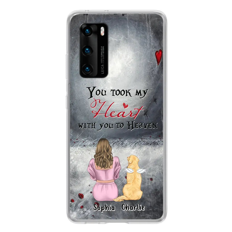 Personalized Memorial Dog Mom Phone Case - Up to 5 Dogs - Memorial Gift Idea for Dog Owner - You Took My Heart With You To Heaven - Case for Xiaomi/Huawei/Oppo
