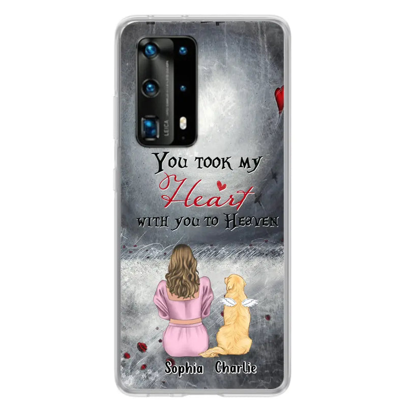 Personalized Memorial Dog Mom Phone Case - Up to 5 Dogs - Memorial Gift Idea for Dog Owner - You Took My Heart With You To Heaven - Case for Xiaomi/Huawei/Oppo
