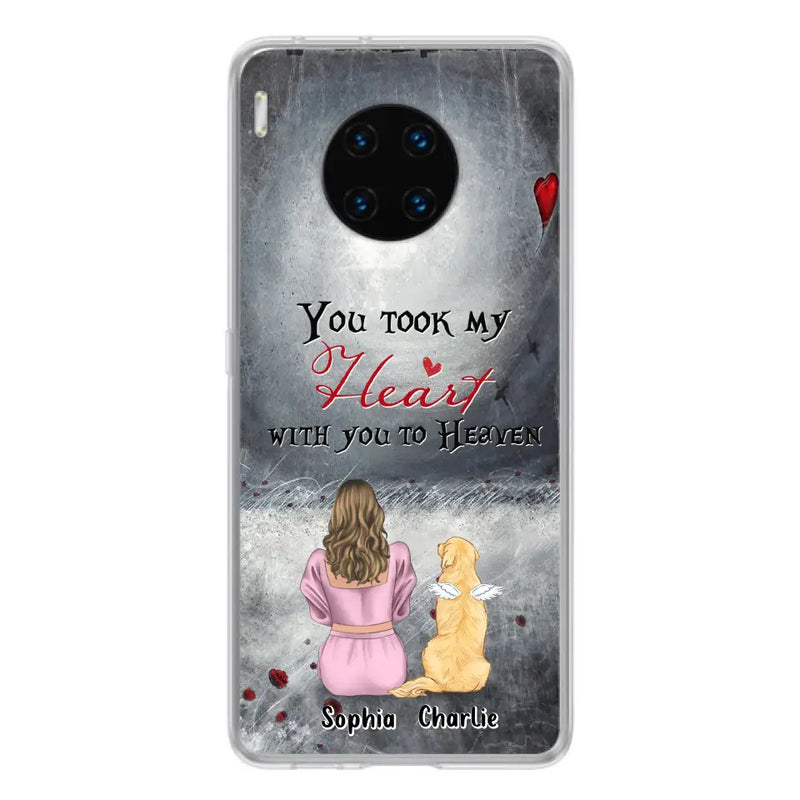 Personalized Memorial Dog Mom Phone Case - Up to 5 Dogs - Memorial Gift Idea for Dog Owner - You Took My Heart With You To Heaven - Case for Xiaomi/Huawei/Oppo