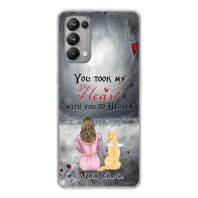 Personalized Memorial Dog Mom Phone Case - Up to 5 Dogs - Memorial Gift Idea for Dog Owner - You Took My Heart With You To Heaven - Case for Xiaomi/Huawei/Oppo