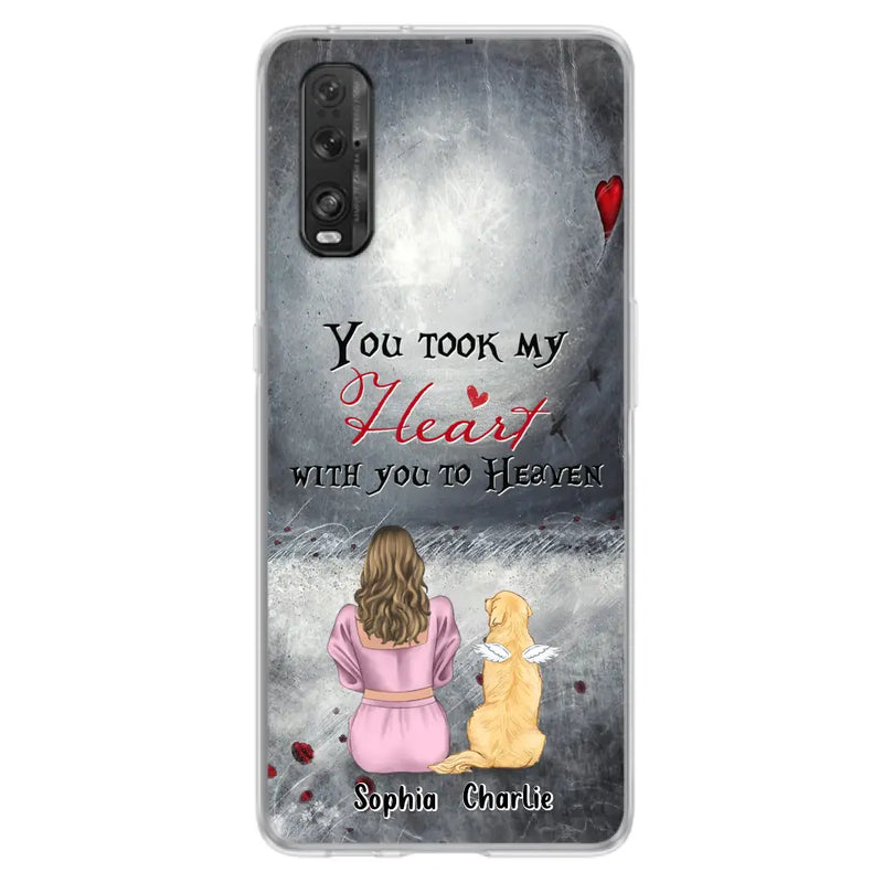 Personalized Memorial Dog Mom Phone Case - Up to 5 Dogs - Memorial Gift Idea for Dog Owner - You Took My Heart With You To Heaven - Case for Xiaomi/Huawei/Oppo