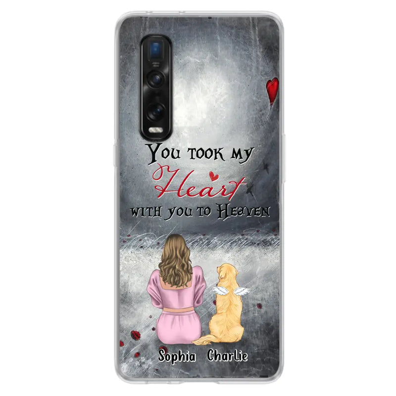 Personalized Memorial Dog Mom Phone Case - Up to 5 Dogs - Memorial Gift Idea for Dog Owner - You Took My Heart With You To Heaven - Case for Xiaomi/Huawei/Oppo