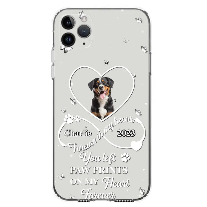 Personalized Memorial Phone Case - Upload Photo - Memorial Gift Idea For Pet Lover - You left paw prints on my heart forever - Case For iPhone/Samsung