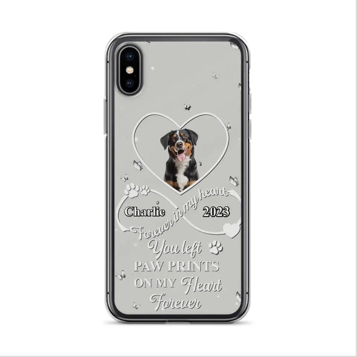 Personalized Memorial Phone Case - Upload Photo - Memorial Gift Idea For Pet Lover - You left paw prints on my heart forever - Case For iPhone/Samsung