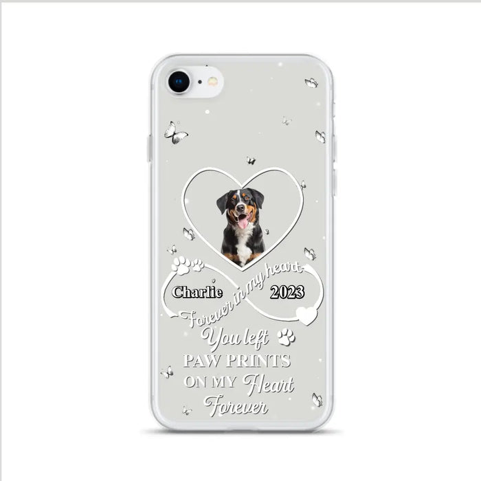 Personalized Memorial Phone Case - Upload Photo - Memorial Gift Idea For Pet Lover - You left paw prints on my heart forever - Case For iPhone/Samsung