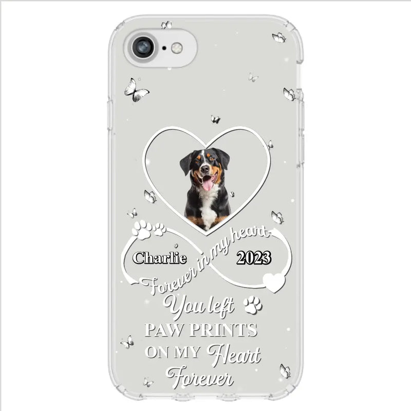 Personalized Memorial Phone Case - Upload Photo - Memorial Gift Idea For Pet Lover - You left paw prints on my heart forever - Case For iPhone/Samsung