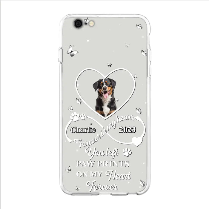 Personalized Memorial Phone Case - Upload Photo - Memorial Gift Idea For Pet Lover - You left paw prints on my heart forever - Case For iPhone/Samsung