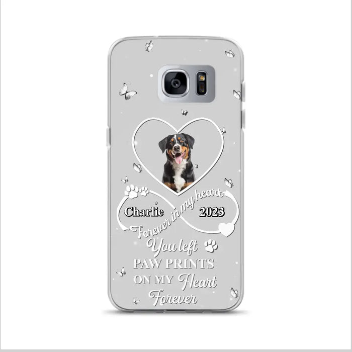 Personalized Memorial Phone Case - Upload Photo - Memorial Gift Idea For Pet Lover - You left paw prints on my heart forever - Case For iPhone/Samsung