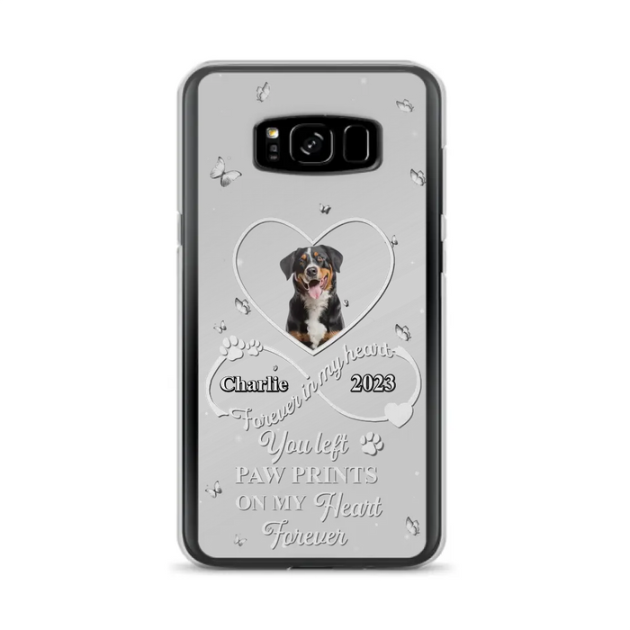 Personalized Memorial Phone Case - Upload Photo - Memorial Gift Idea For Pet Lover - You left paw prints on my heart forever - Case For iPhone/Samsung