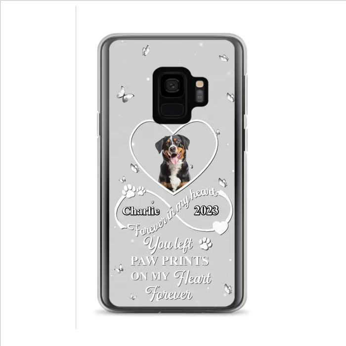 Personalized Memorial Phone Case - Upload Photo - Memorial Gift Idea For Pet Lover - You left paw prints on my heart forever - Case For iPhone/Samsung