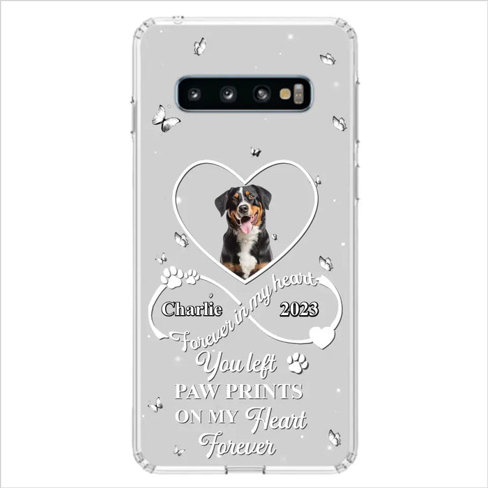 Personalized Memorial Phone Case - Upload Photo - Memorial Gift Idea For Pet Lover - You left paw prints on my heart forever - Case For iPhone/Samsung