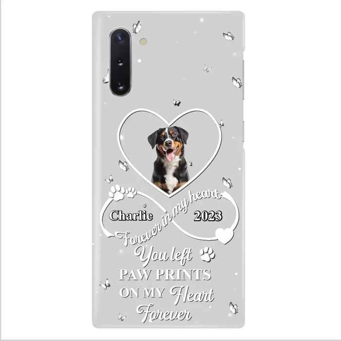 Personalized Memorial Phone Case - Upload Photo - Memorial Gift Idea For Pet Lover - You left paw prints on my heart forever - Case For iPhone/Samsung