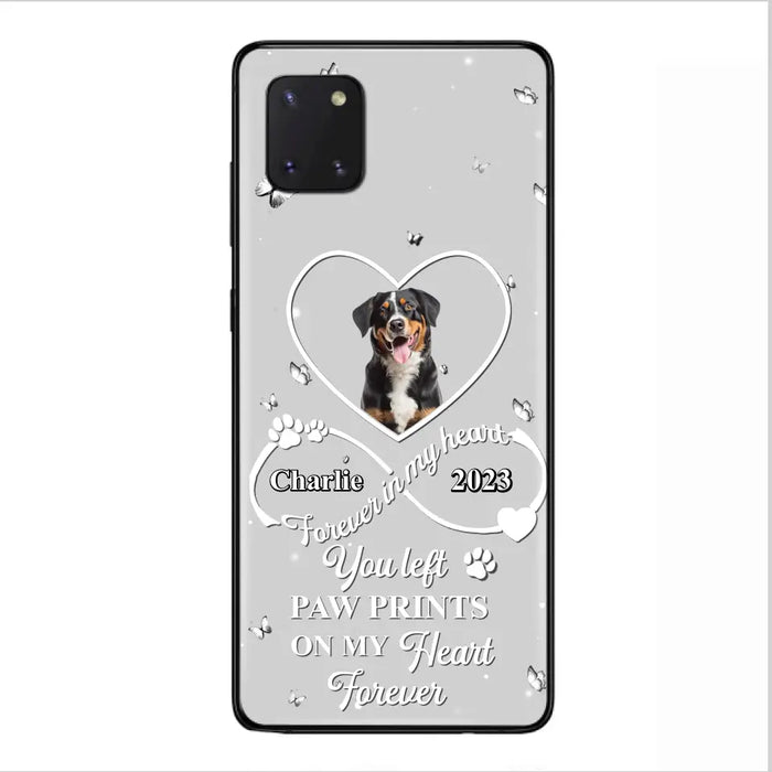 Personalized Memorial Phone Case - Upload Photo - Memorial Gift Idea For Pet Lover - You left paw prints on my heart forever - Case For iPhone/Samsung