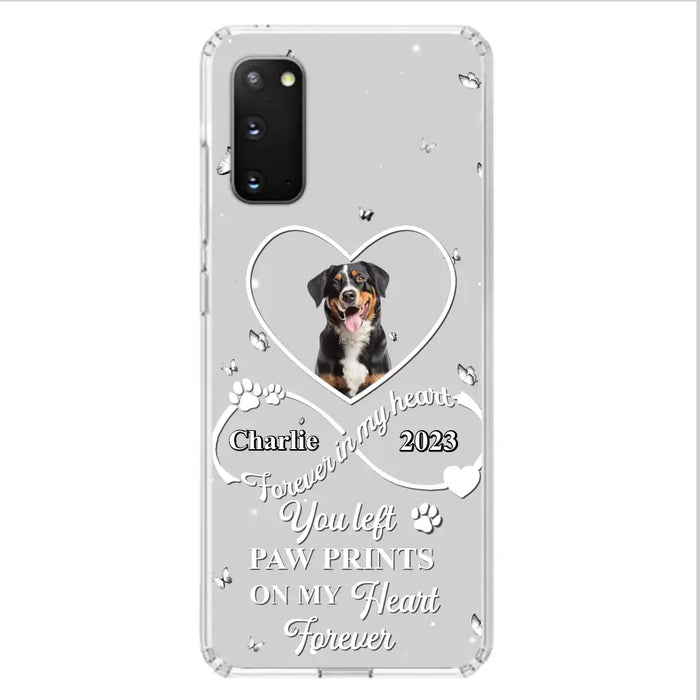 Personalized Memorial Phone Case - Upload Photo - Memorial Gift Idea For Pet Lover - You left paw prints on my heart forever - Case For iPhone/Samsung