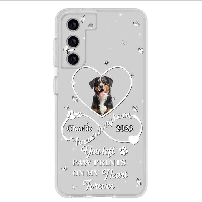 Personalized Memorial Phone Case - Upload Photo - Memorial Gift Idea For Pet Lover - You left paw prints on my heart forever - Case For iPhone/Samsung