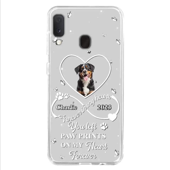 Personalized Memorial Phone Case - Upload Photo - Memorial Gift Idea For Pet Lover - You left paw prints on my heart forever - Case For iPhone/Samsung