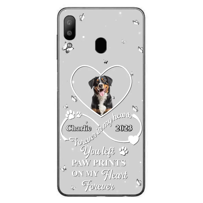 Personalized Memorial Phone Case - Upload Photo - Memorial Gift Idea For Pet Lover - You left paw prints on my heart forever - Case For iPhone/Samsung