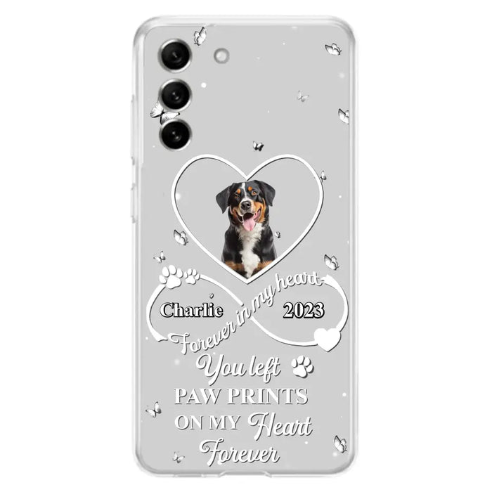 Personalized Memorial Phone Case - Upload Photo - Memorial Gift Idea For Pet Lover - You left paw prints on my heart forever - Case For iPhone/Samsung