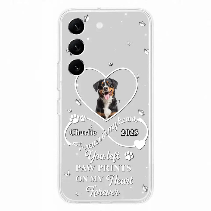 Personalized Memorial Phone Case - Upload Photo - Memorial Gift Idea For Pet Lover - You left paw prints on my heart forever - Case For iPhone/Samsung