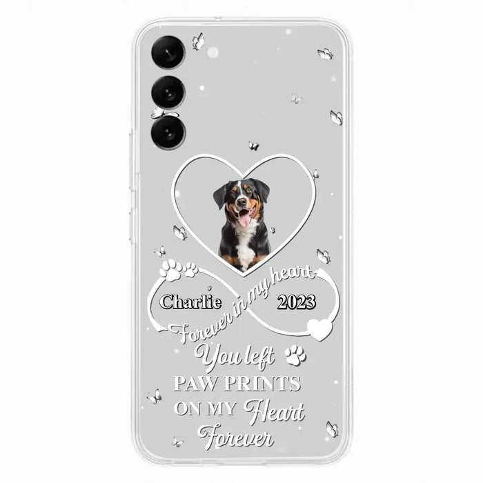 Personalized Memorial Phone Case - Upload Photo - Memorial Gift Idea For Pet Lover - You left paw prints on my heart forever - Case For iPhone/Samsung