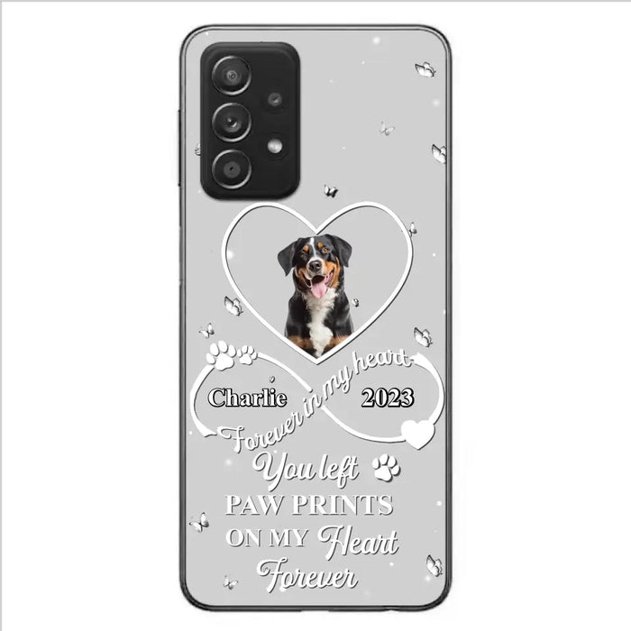 Personalized Memorial Phone Case - Upload Photo - Memorial Gift Idea For Pet Lover - You left paw prints on my heart forever - Case For iPhone/Samsung