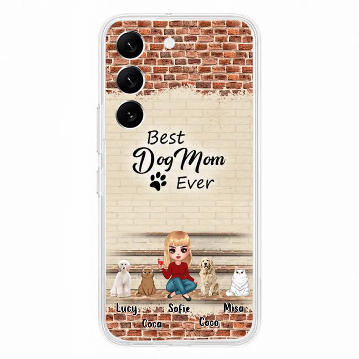 Custom Personalized Dog/Cat Mom Phone Case - Gift Idea For Dog/Cat Lovers/Mother's Day - Upto 3 Dogs/Cats - Best Dog Mom Ever - Cases For iPhone/Samsung
