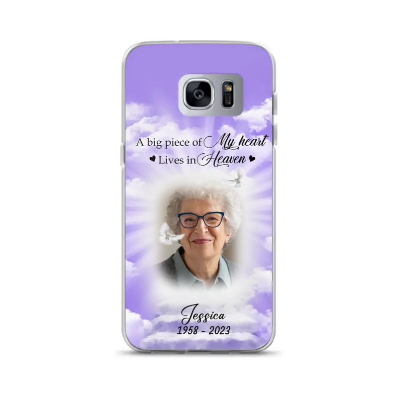Personalized Memorial Photo Phone Case - Memorial Gift Idea For Mother's Day/Father's Day - A Big Piece Of My Heart Lives In Heaven - Case For iPhone/Samsung