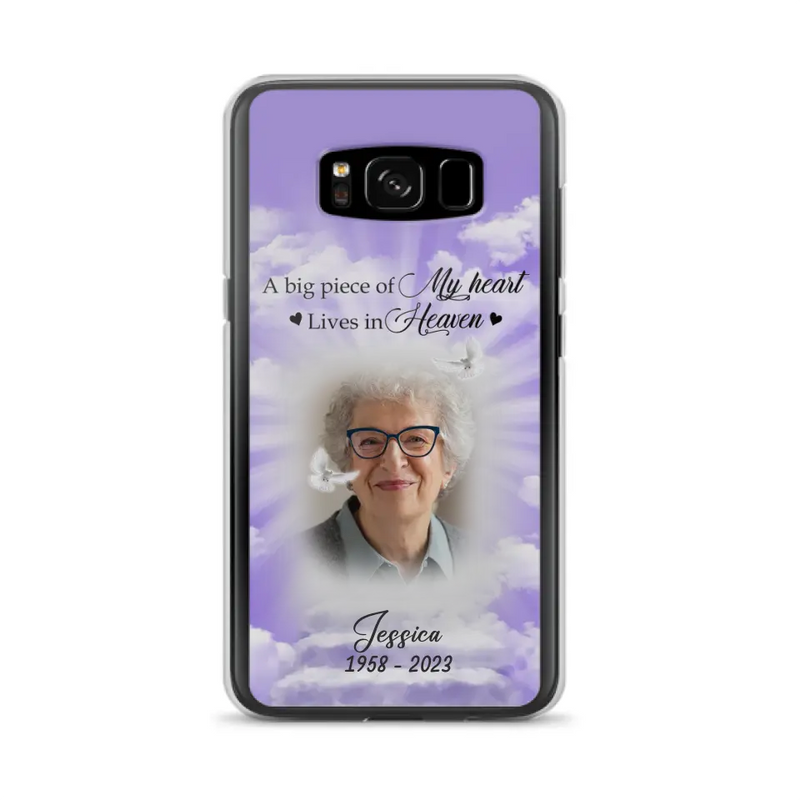 Personalized Memorial Photo Phone Case - Memorial Gift Idea For Mother's Day/Father's Day - A Big Piece Of My Heart Lives In Heaven - Case For iPhone/Samsung