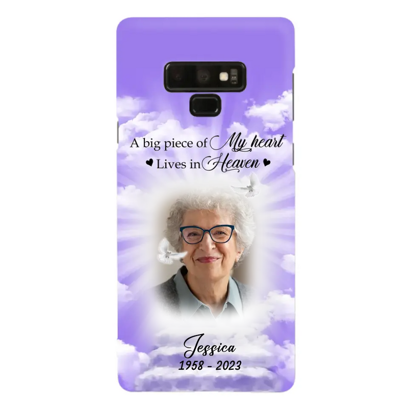 Personalized Memorial Photo Phone Case - Memorial Gift Idea For Mother's Day/Father's Day - A Big Piece Of My Heart Lives In Heaven - Case For iPhone/Samsung