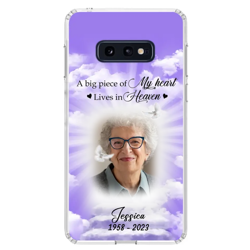Personalized Memorial Photo Phone Case - Memorial Gift Idea For Mother's Day/Father's Day - A Big Piece Of My Heart Lives In Heaven - Case For iPhone/Samsung