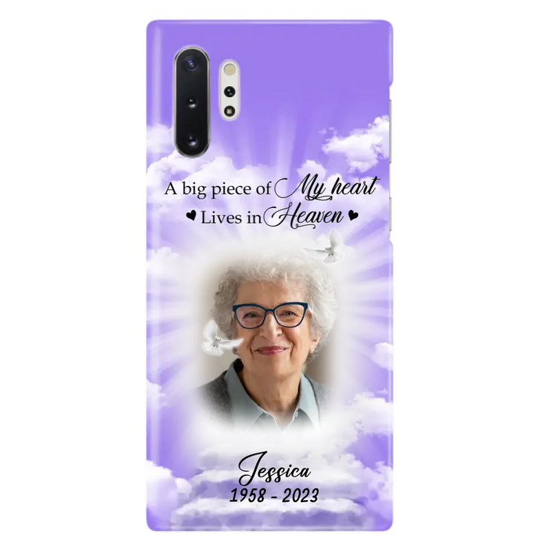 Personalized Memorial Photo Phone Case - Memorial Gift Idea For Mother's Day/Father's Day - A Big Piece Of My Heart Lives In Heaven - Case For iPhone/Samsung