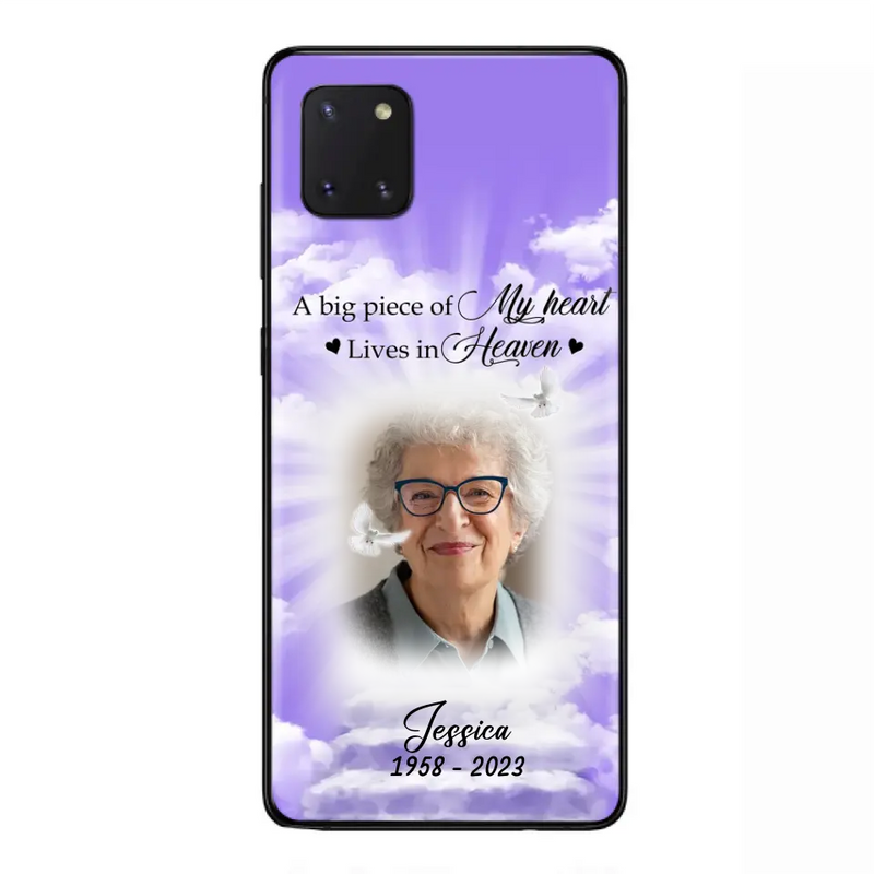 Personalized Memorial Photo Phone Case - Memorial Gift Idea For Mother's Day/Father's Day - A Big Piece Of My Heart Lives In Heaven - Case For iPhone/Samsung