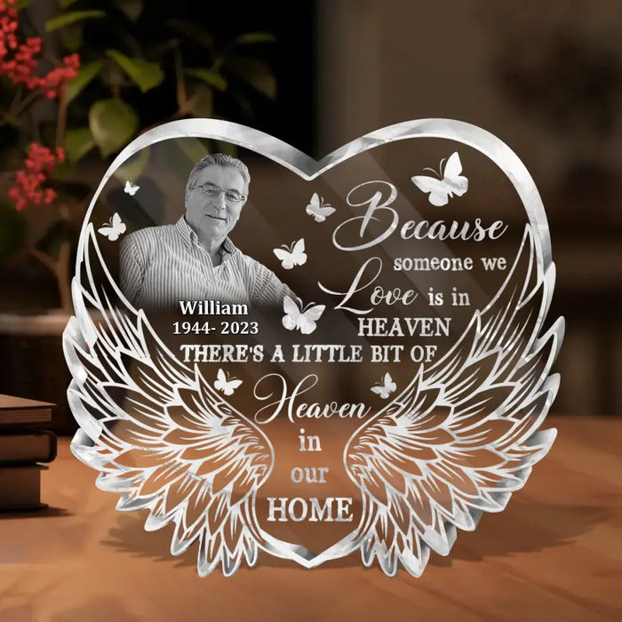Custom Personalized In Loving Memory Acrylic Plaque - Memorial Gift Idea For Christmas/ Family Member - Upload Photo - Because Someone We Love Is In Heaven