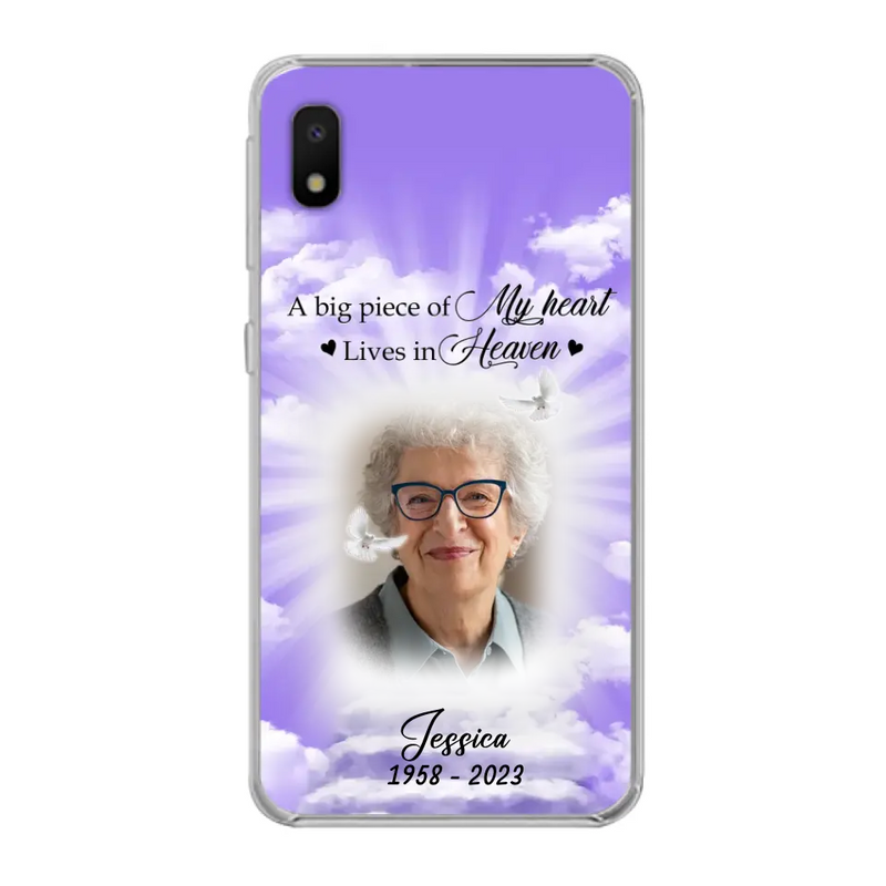 Personalized Memorial Photo Phone Case - Memorial Gift Idea For Mother's Day/Father's Day - A Big Piece Of My Heart Lives In Heaven - Case For iPhone/Samsung