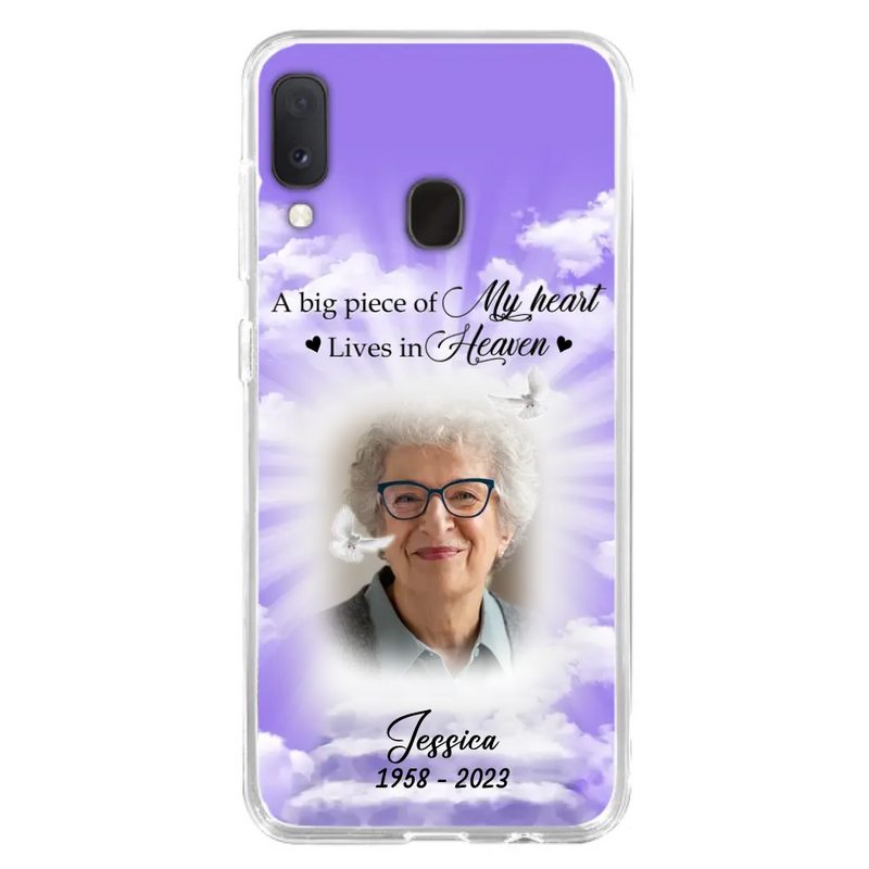Personalized Memorial Photo Phone Case - Memorial Gift Idea For Mother's Day/Father's Day - A Big Piece Of My Heart Lives In Heaven - Case For iPhone/Samsung
