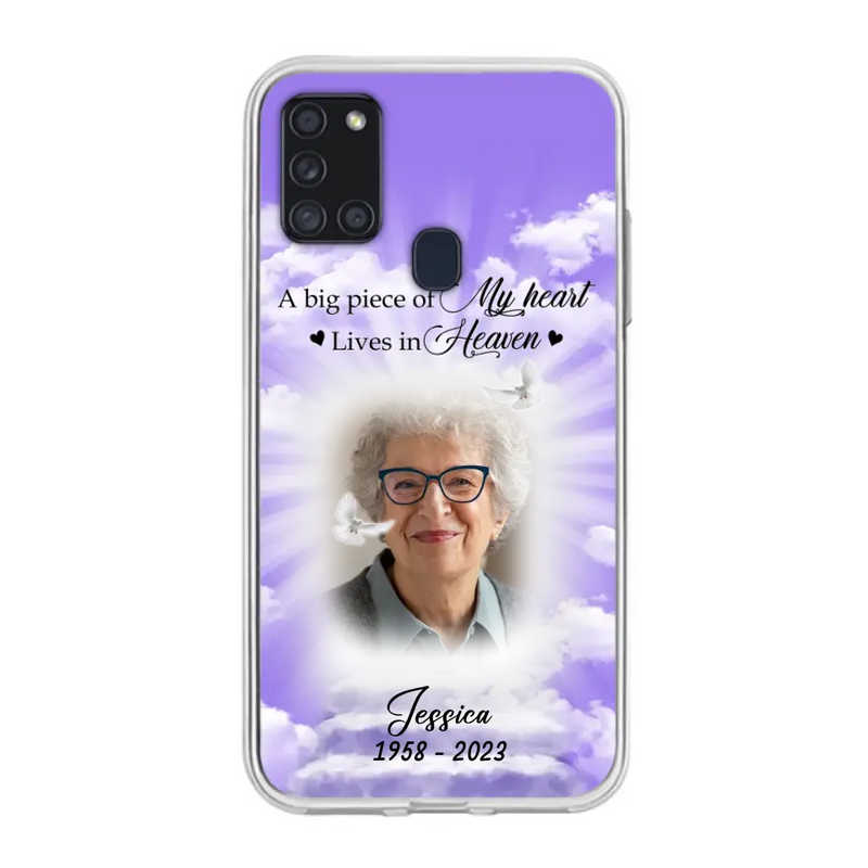 Personalized Memorial Photo Phone Case - Memorial Gift Idea For Mother's Day/Father's Day - A Big Piece Of My Heart Lives In Heaven - Case For iPhone/Samsung