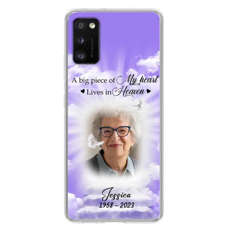 Personalized Memorial Photo Phone Case - Memorial Gift Idea For Mother's Day/Father's Day - A Big Piece Of My Heart Lives In Heaven - Case For iPhone/Samsung