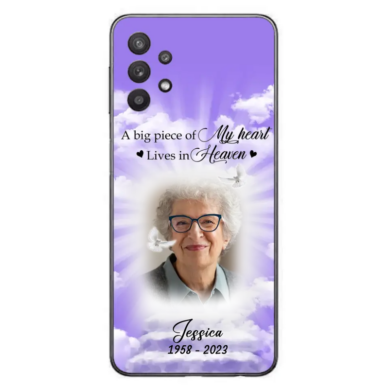 Personalized Memorial Photo Phone Case - Memorial Gift Idea For Mother's Day/Father's Day - A Big Piece Of My Heart Lives In Heaven - Case For iPhone/Samsung