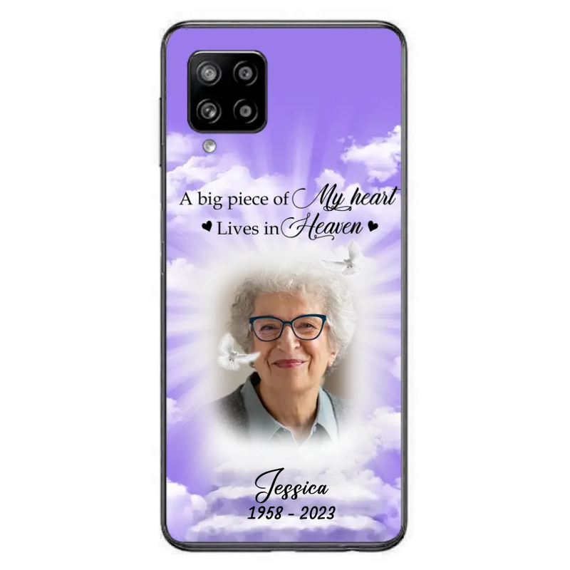 Personalized Memorial Photo Phone Case - Memorial Gift Idea For Mother's Day/Father's Day - A Big Piece Of My Heart Lives In Heaven - Case For iPhone/Samsung