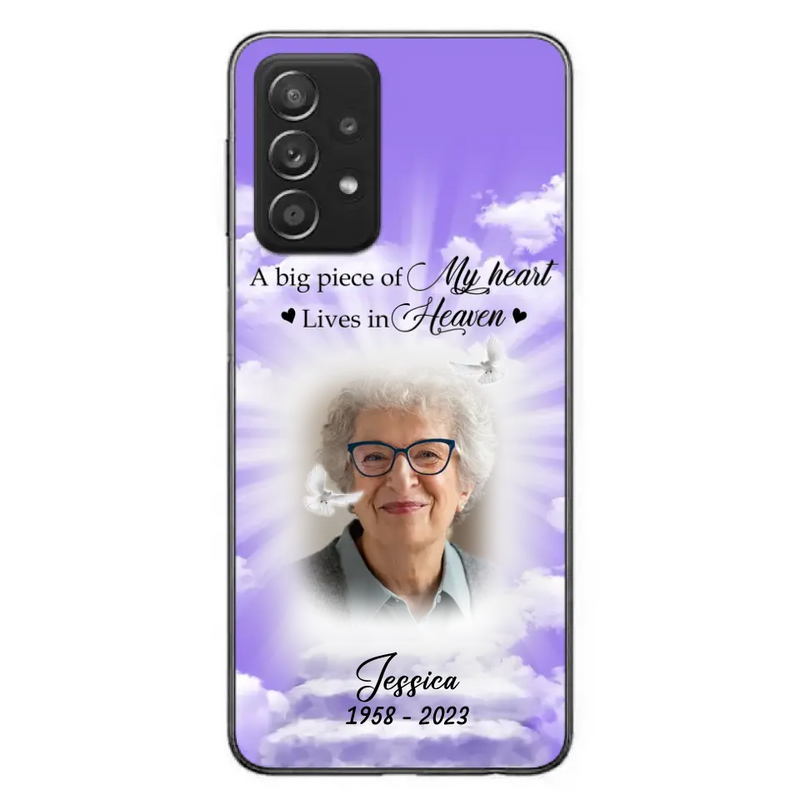 Personalized Memorial Photo Phone Case - Memorial Gift Idea For Mother's Day/Father's Day - A Big Piece Of My Heart Lives In Heaven - Case For iPhone/Samsung