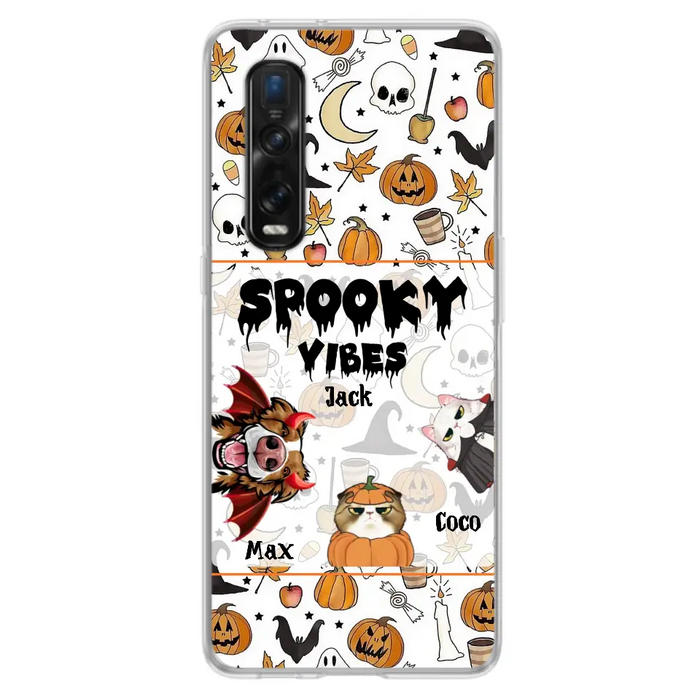 Custom Personalized Halloween Pet Phone Case - Upto 3 Pets - Gift Idea For Dog/Cat Owners - Spooky Vibes - Case for Oppo/Xiaomi/Huawei