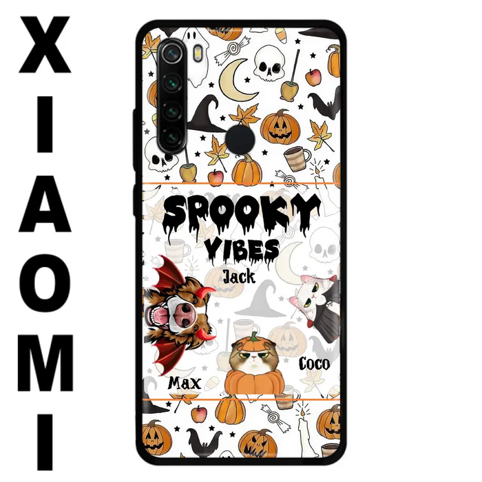 Custom Personalized Halloween Pet Phone Case - Upto 3 Pets - Gift Idea For Dog/Cat Owners - Spooky Vibes - Case for Oppo/Xiaomi/Huawei