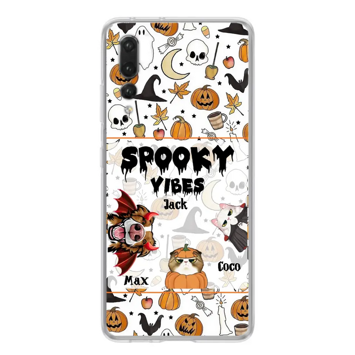 Custom Personalized Halloween Pet Phone Case - Upto 3 Pets - Gift Idea For Dog/Cat Owners - Spooky Vibes - Case for Oppo/Xiaomi/Huawei