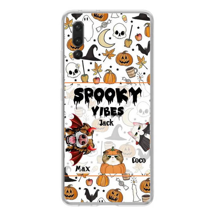 Custom Personalized Halloween Pet Phone Case - Upto 3 Pets - Gift Idea For Dog/Cat Owners - Spooky Vibes - Case for Oppo/Xiaomi/Huawei