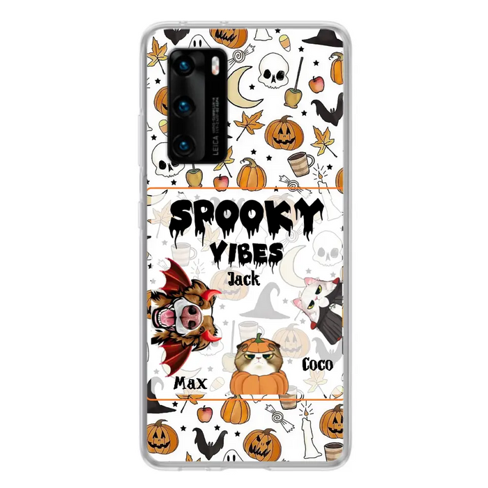 Custom Personalized Halloween Pet Phone Case - Upto 3 Pets - Gift Idea For Dog/Cat Owners - Spooky Vibes - Case for Oppo/Xiaomi/Huawei