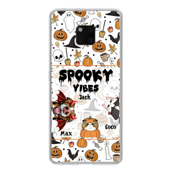 Custom Personalized Halloween Pet Phone Case - Upto 3 Pets - Gift Idea For Dog/Cat Owners - Spooky Vibes - Case for Oppo/Xiaomi/Huawei