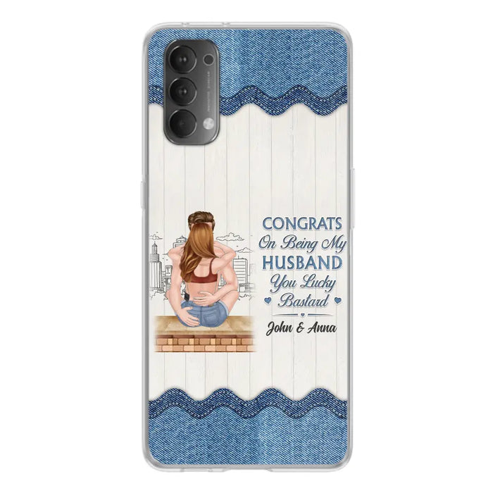 Custom Personalized Couple Phone Case - Gift Idea For Couple/Valentines Day - Congrats On Being My Husband You Lucky Bastard - Case For Oppo/Xiaomi/Huawei