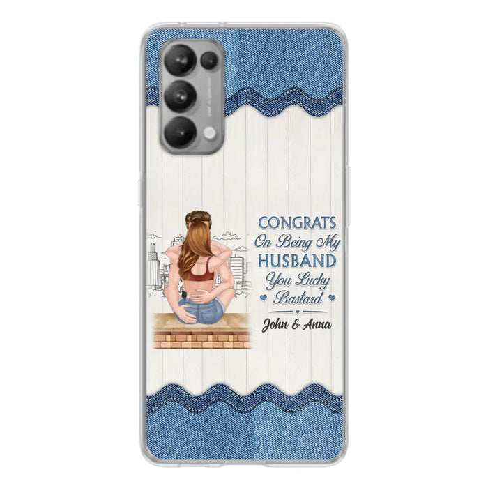 Custom Personalized Couple Phone Case - Gift Idea For Couple/Valentines Day - Congrats On Being My Husband You Lucky Bastard - Case For Oppo/Xiaomi/Huawei