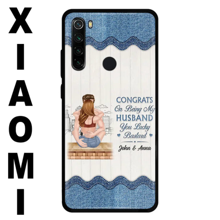 Custom Personalized Couple Phone Case - Gift Idea For Couple/Valentines Day - Congrats On Being My Husband You Lucky Bastard - Case For Oppo/Xiaomi/Huawei